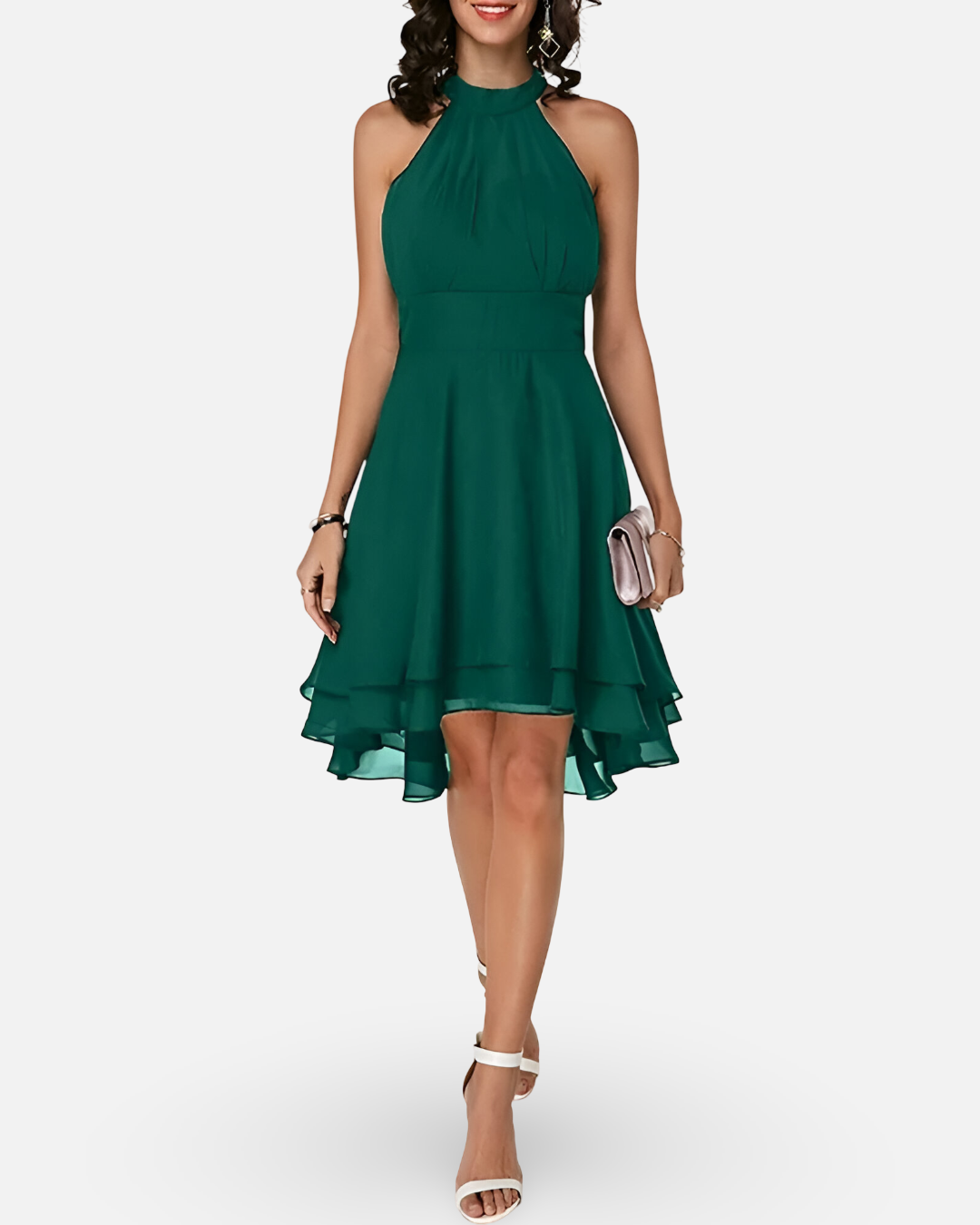 Women Cocktail Halter Chiffon Dress