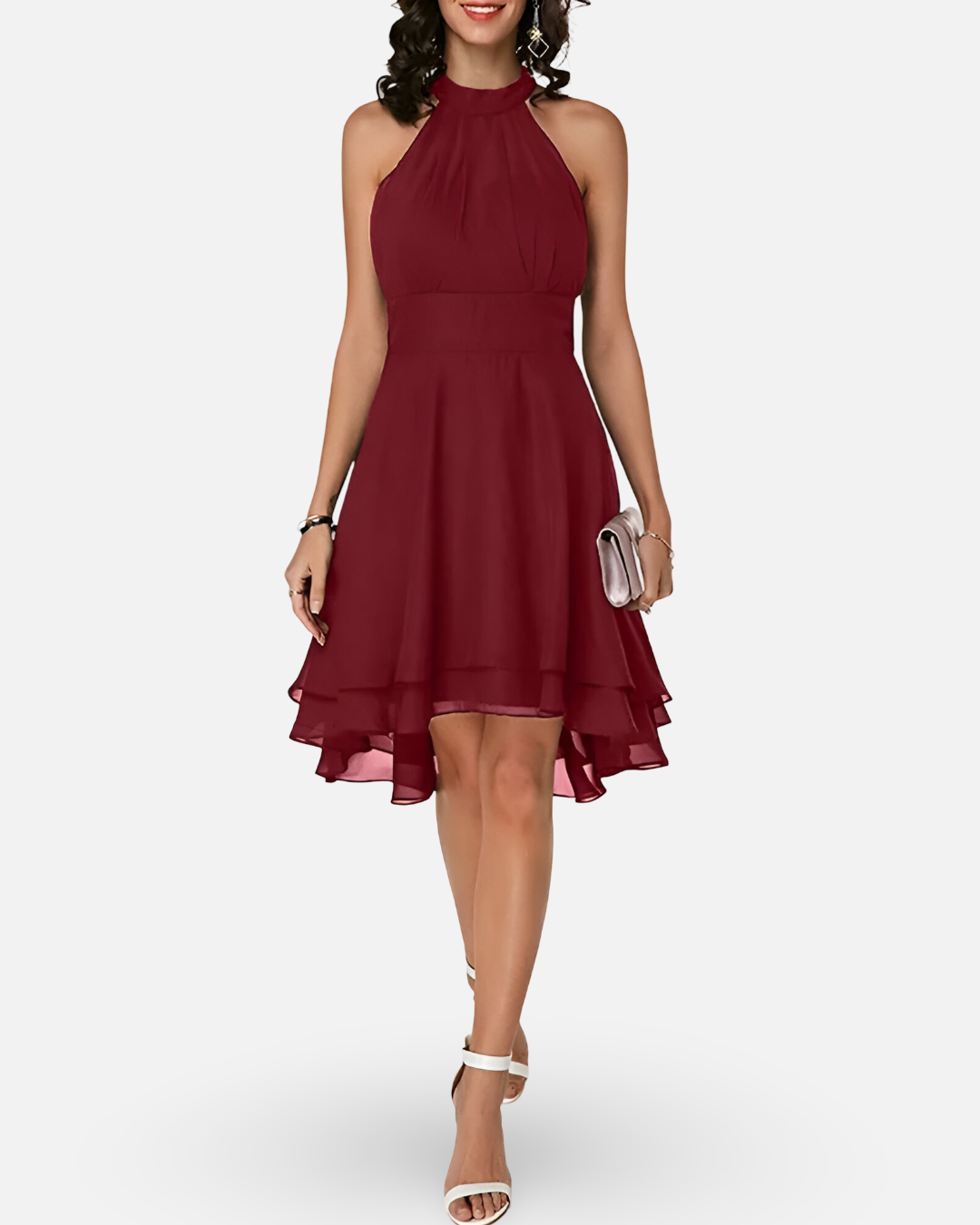 Women Cocktail Halter Chiffon Dress