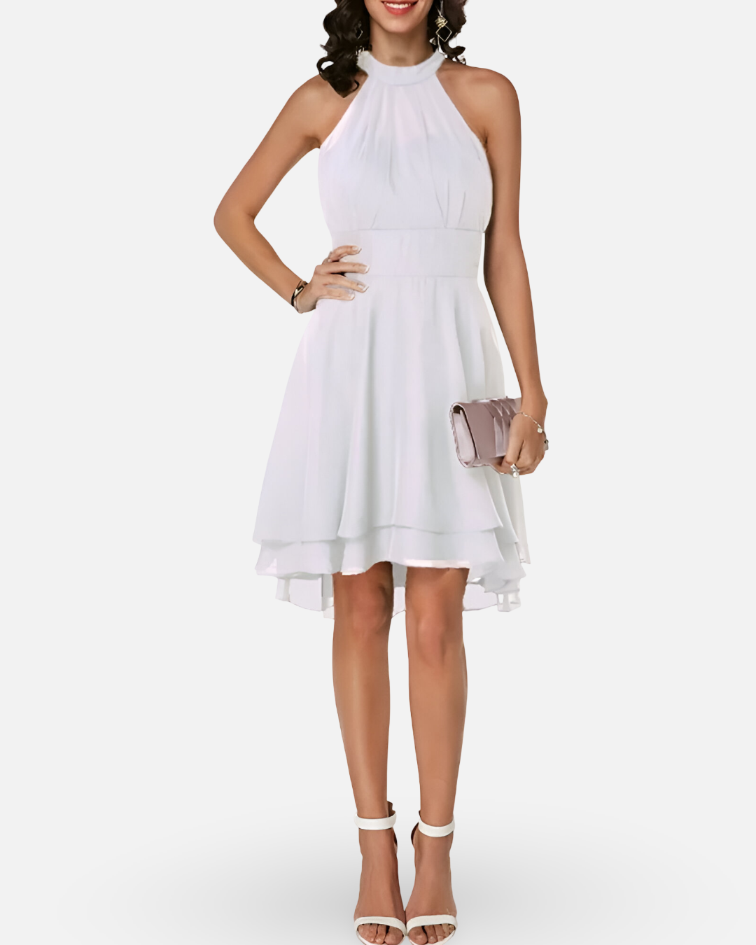 Women Cocktail Halter Chiffon Dress