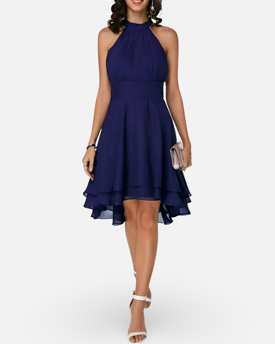 Women Cocktail Halter Chiffon Dress