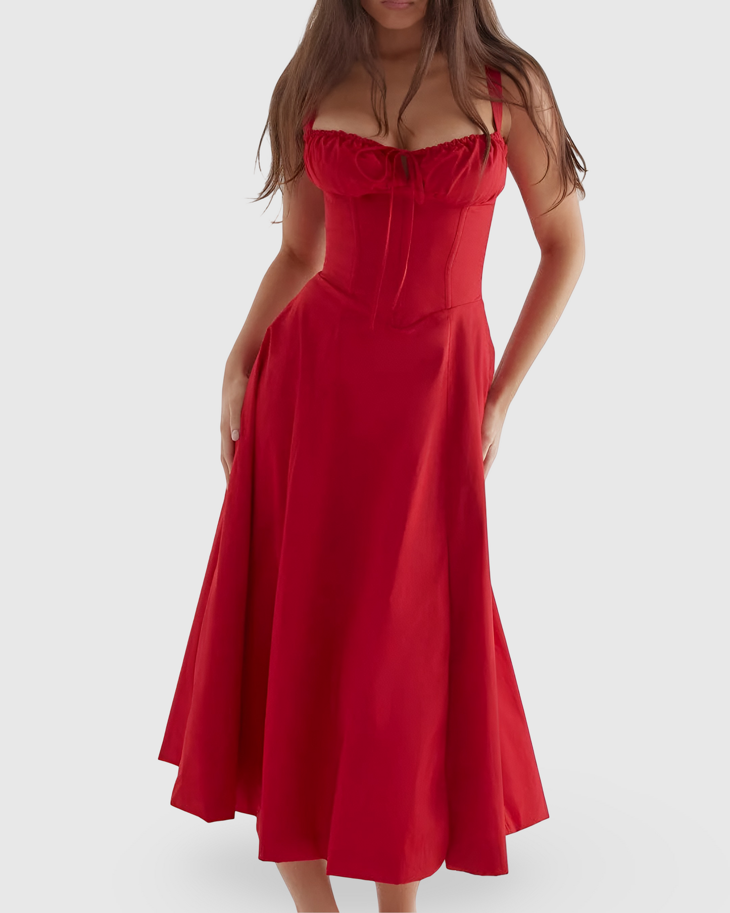 Women Elegant Waist Midi Dress