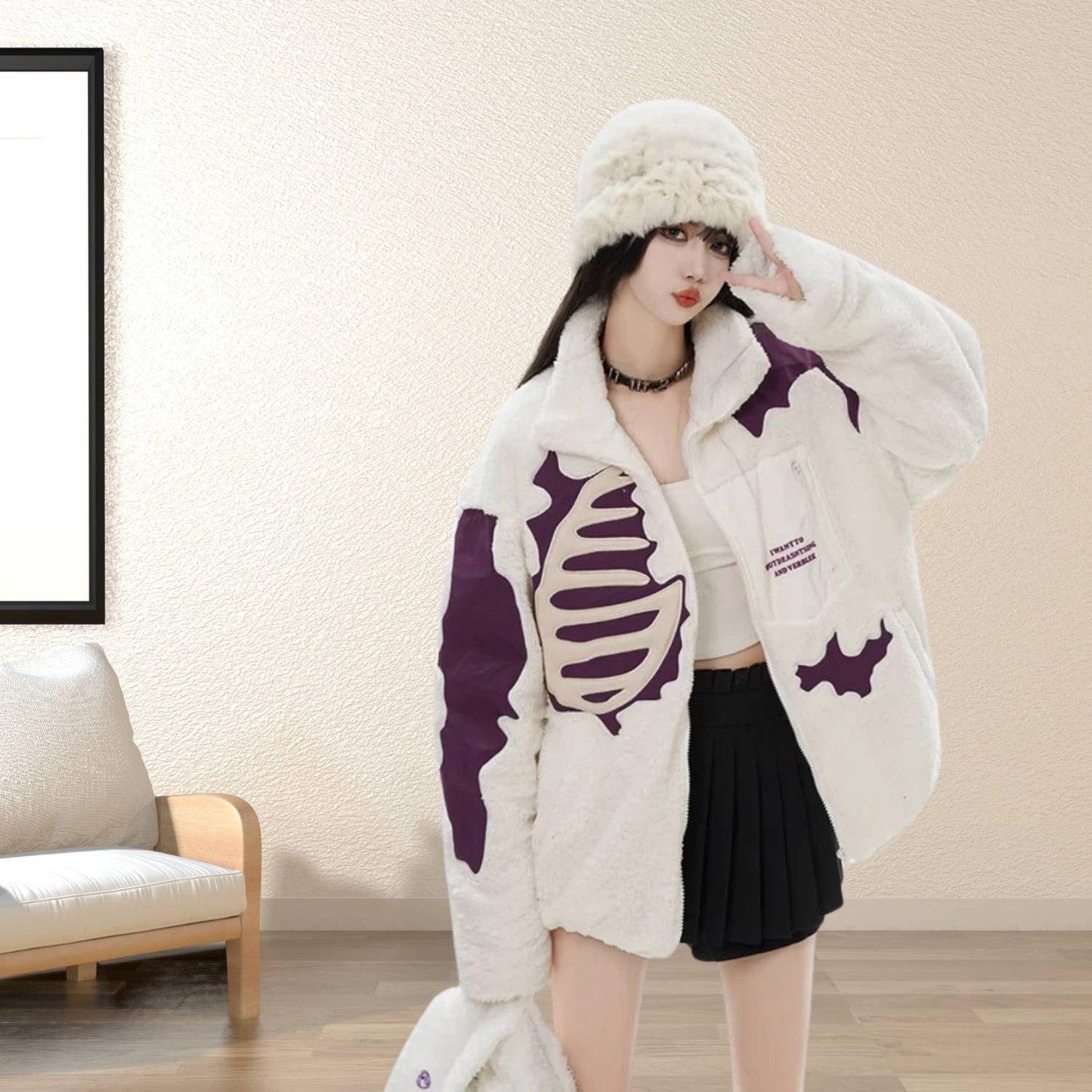 Unisex Skeleton Fleece Jacket