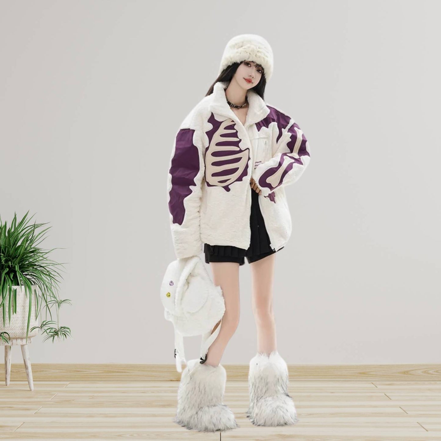 Unisex Skeleton Fleece Jacket