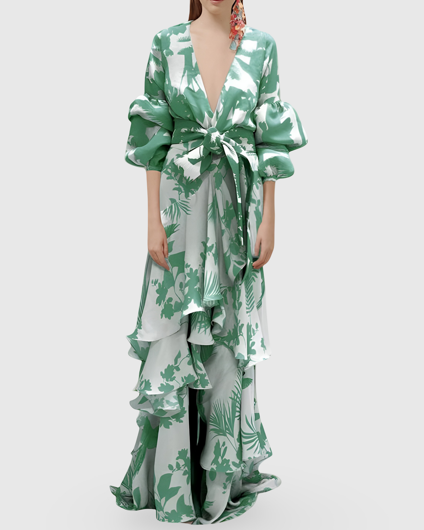Women Floral Ruffle Maxi Dress
