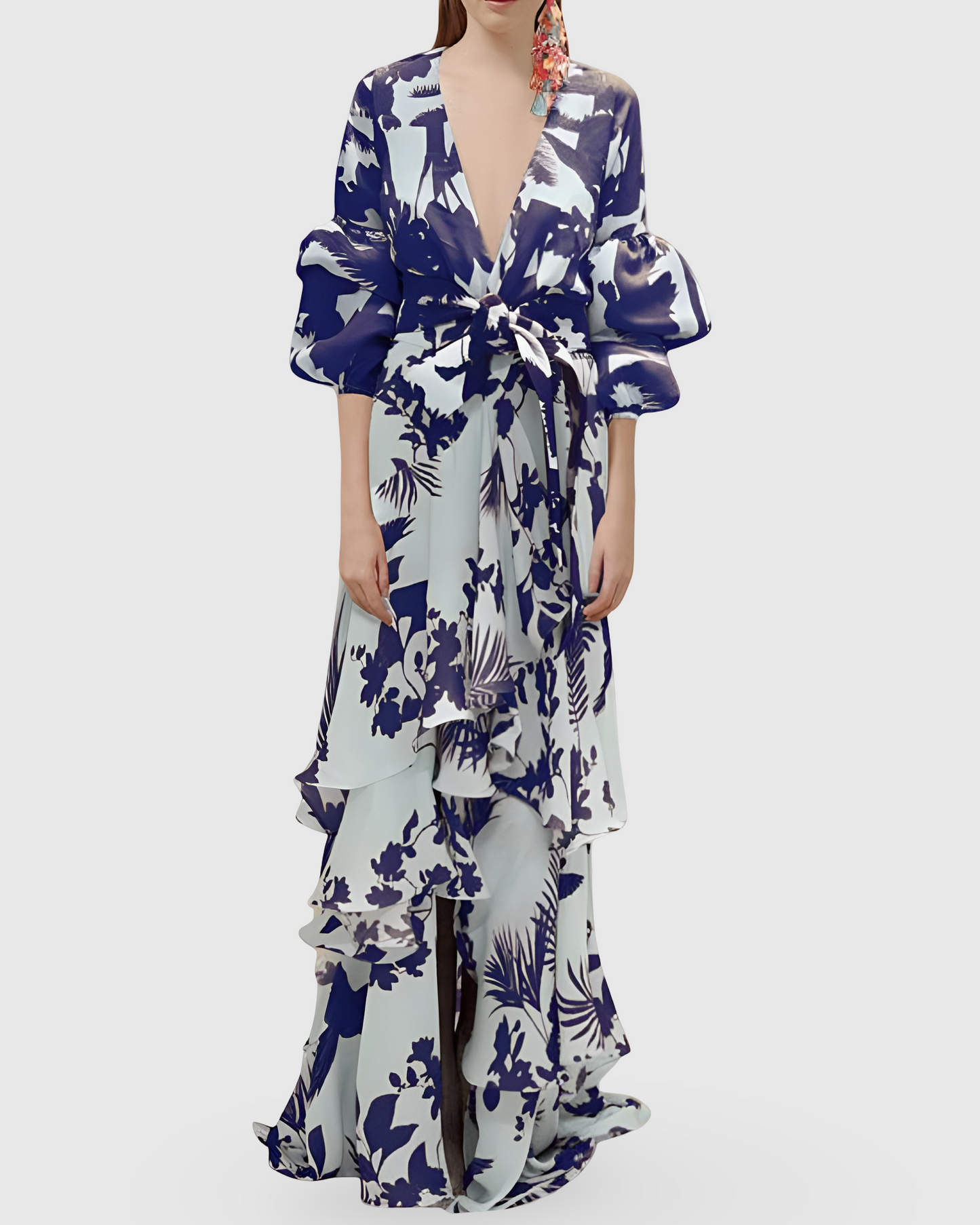 Women Floral Ruffle Maxi Dress