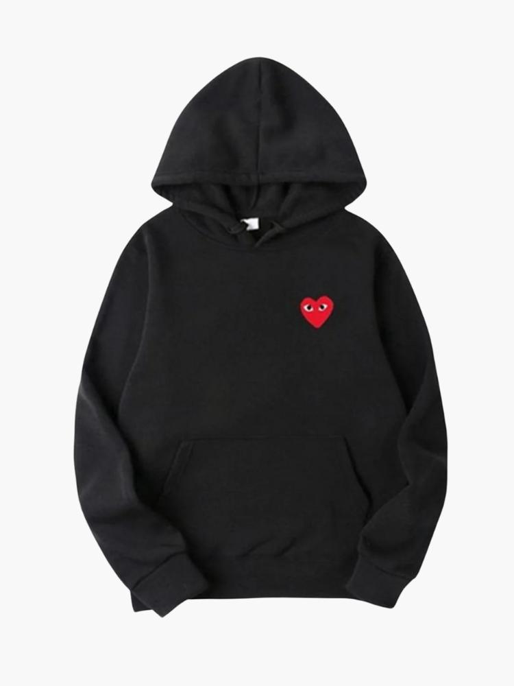 Unisex Hoodie with Embroidered Heart Detail