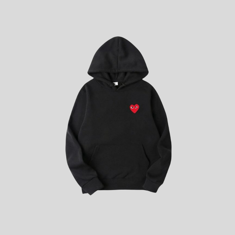 Unisex Hoodie with Embroidered Heart Detail