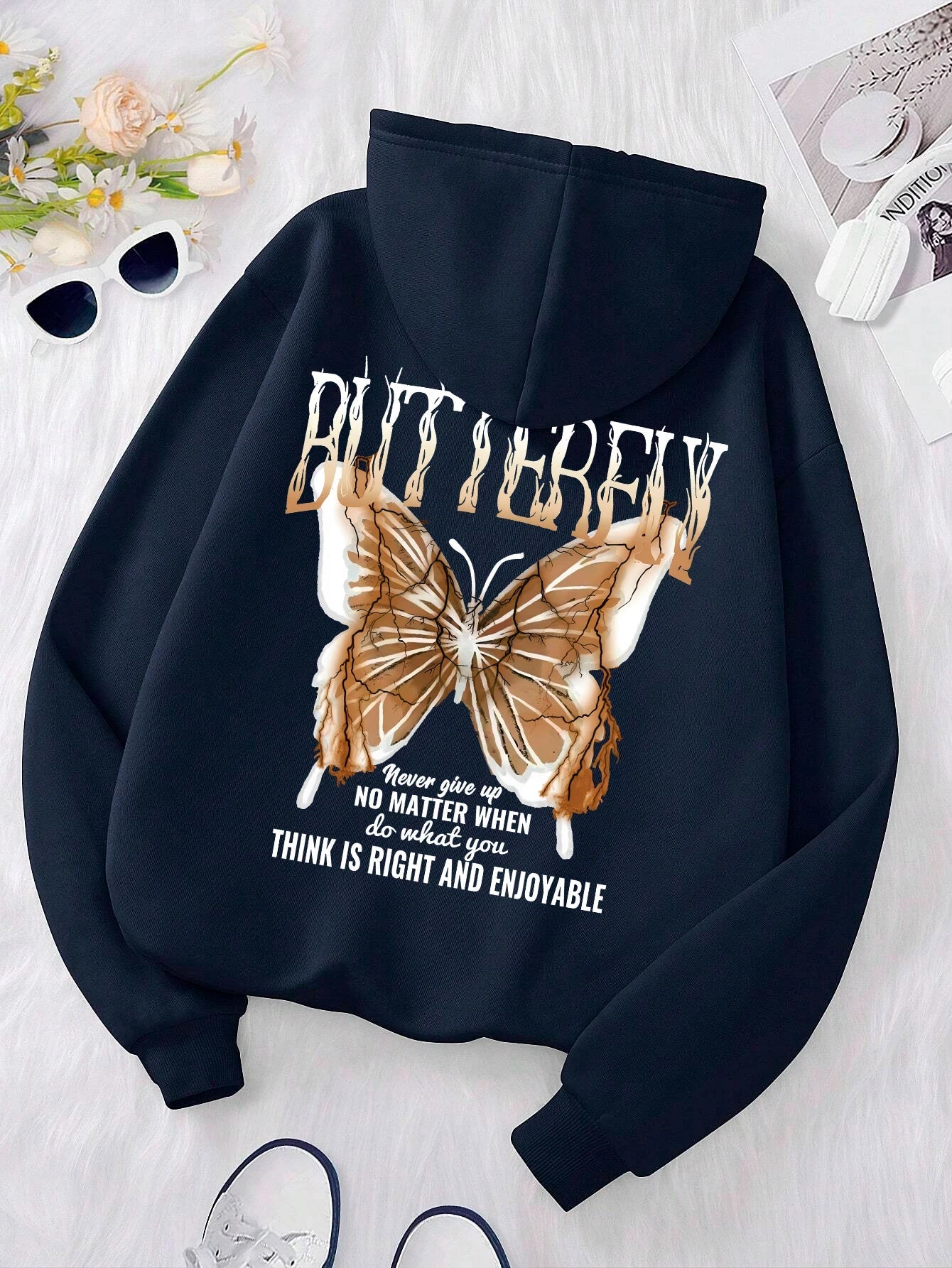 Unisex Oversized Butterfly Print Sweater