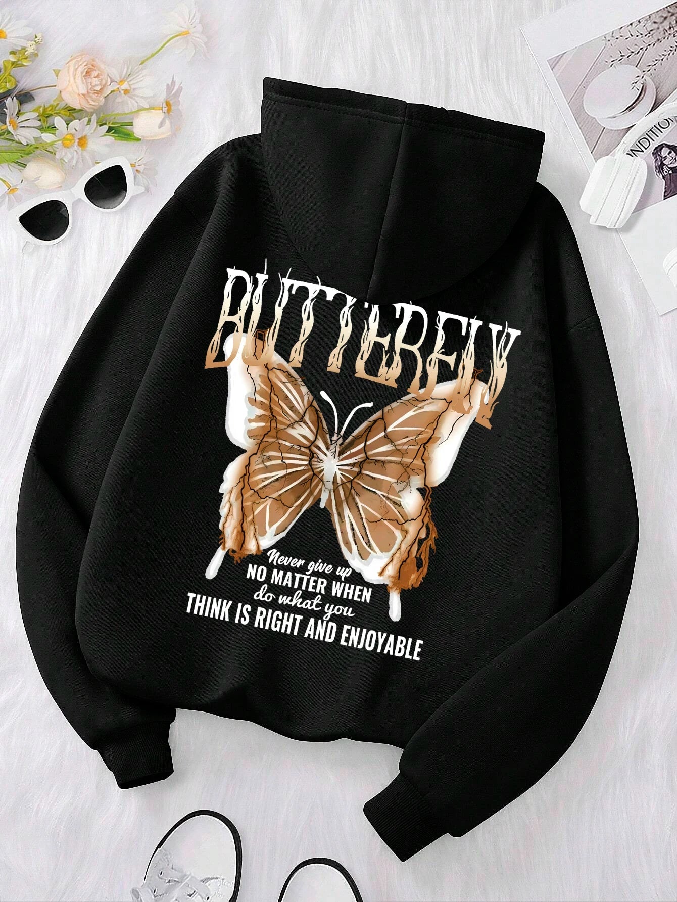 Unisex Oversized Butterfly Print Sweater