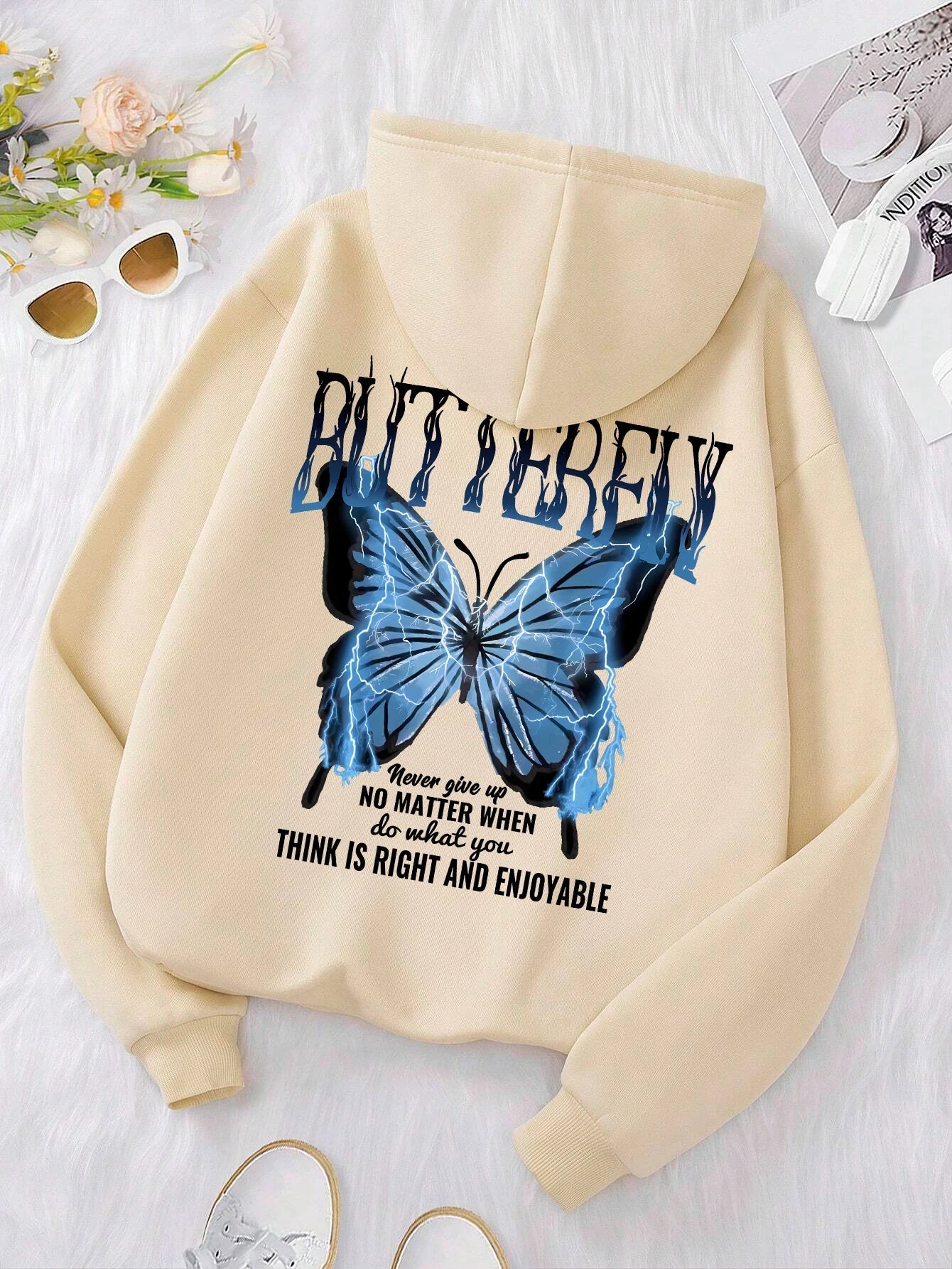 Unisex Oversized Butterfly Print Sweater
