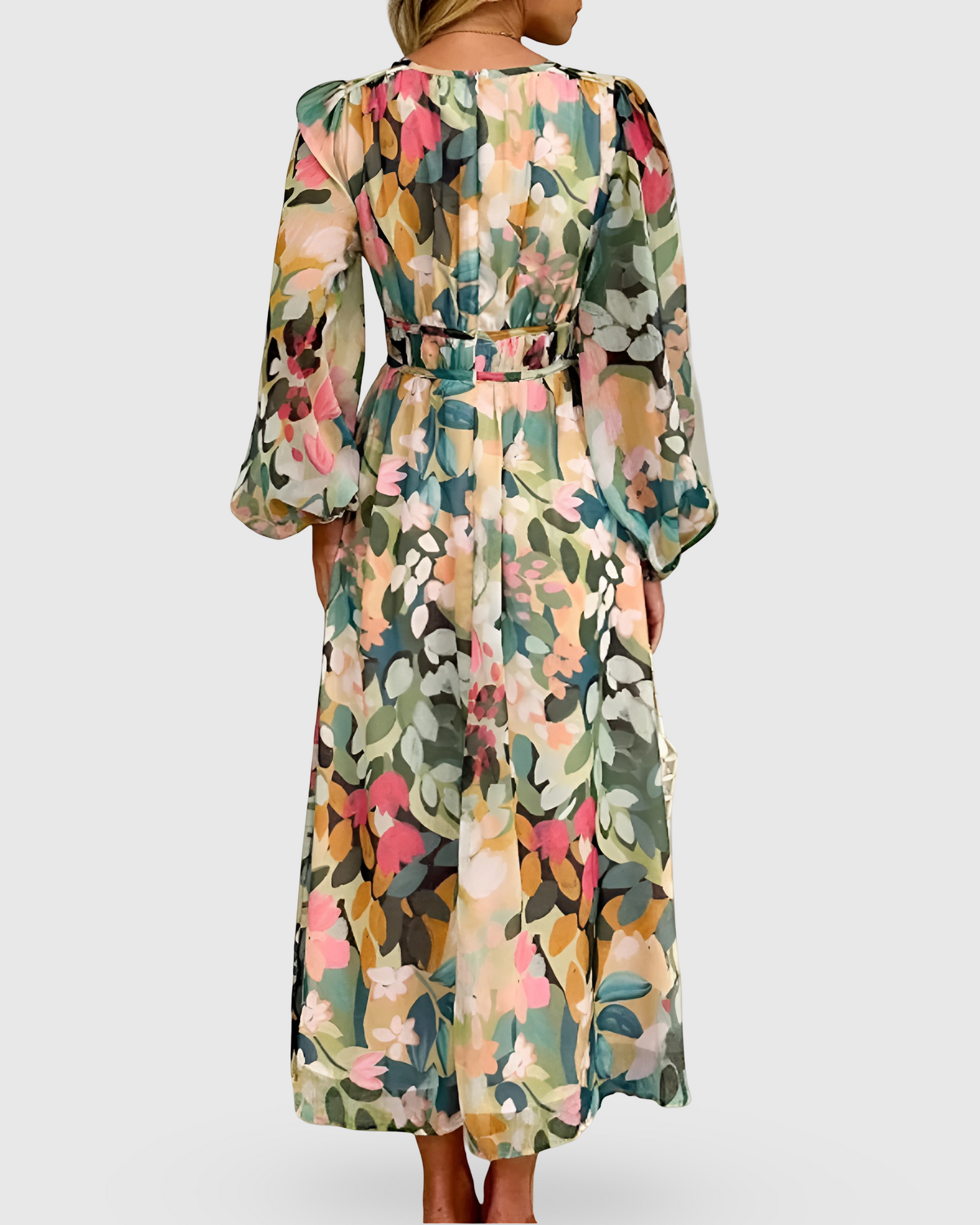 Women Floral V-Neck Maxi Dress