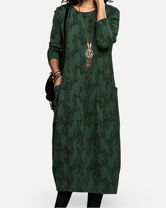 Women Long Sleeve Winter Dress with Pockets