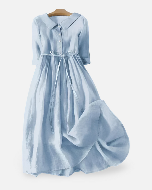 Women Vintage Button Midi Dress