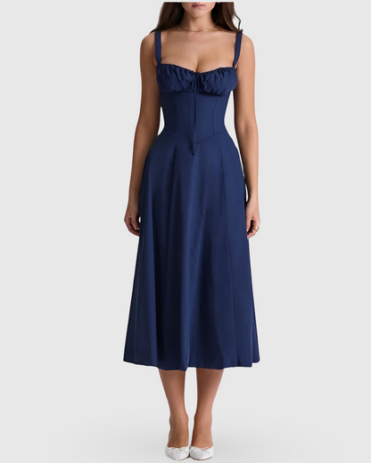 Women Elegant Waist Midi Dress