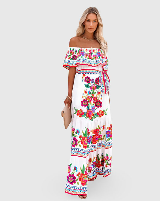 Women Off-Shoulder Floral Maxi Dress