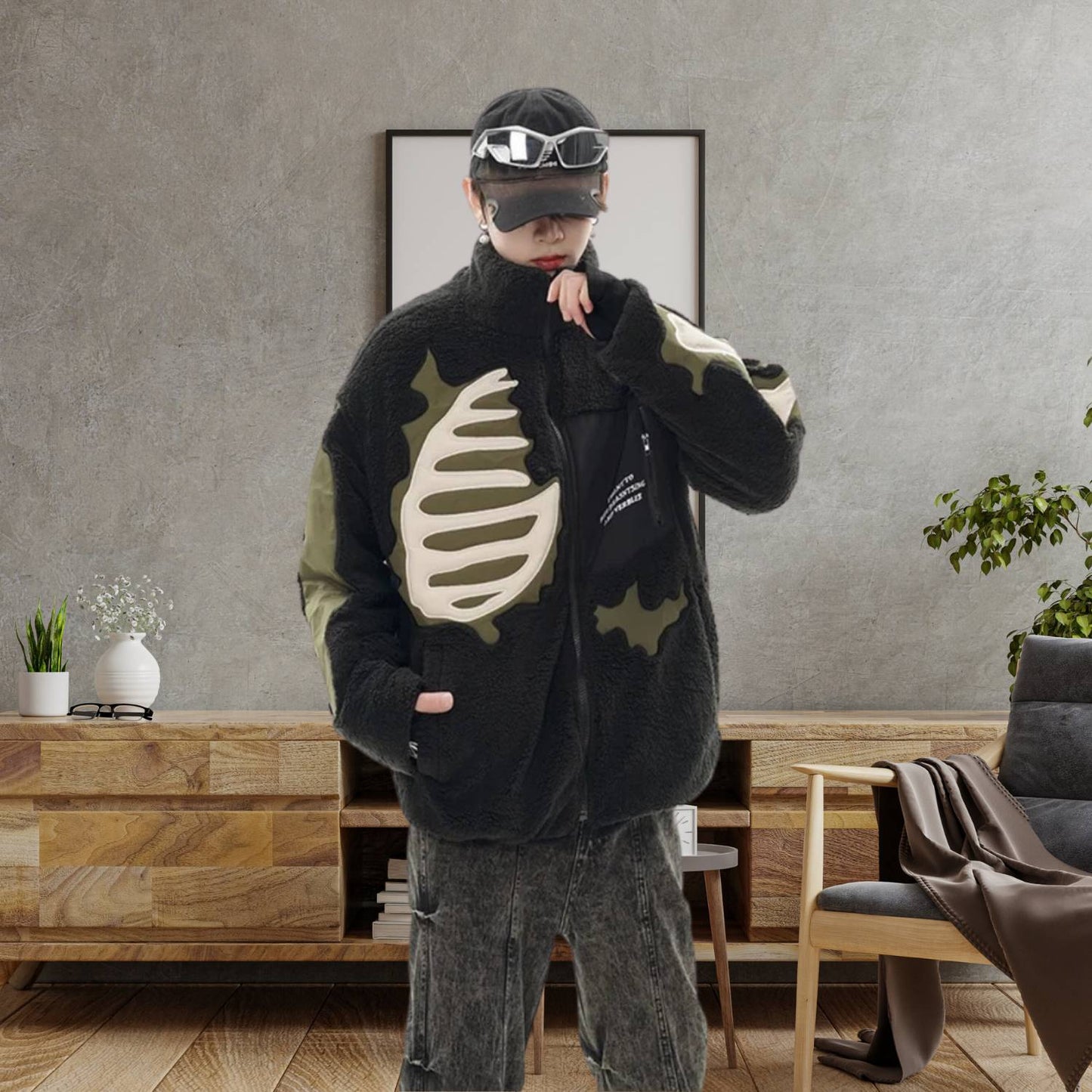 Unisex Skeleton Fleece Jacket