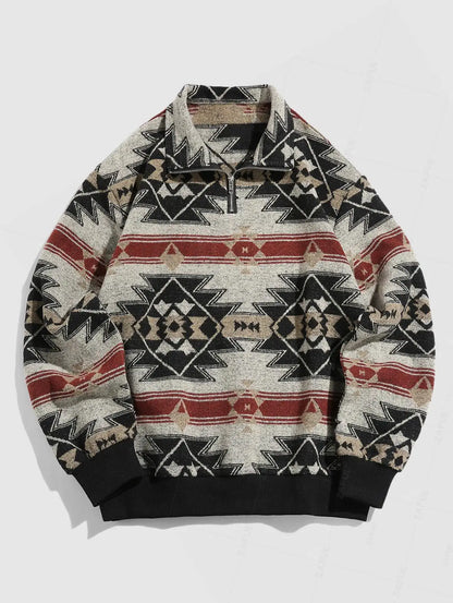 Unisex Oversized Vintage Knit Ethnic Pattern Sweater