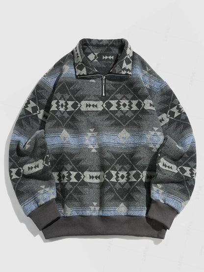 Unisex Oversized Vintage Knit Ethnic Pattern Sweater