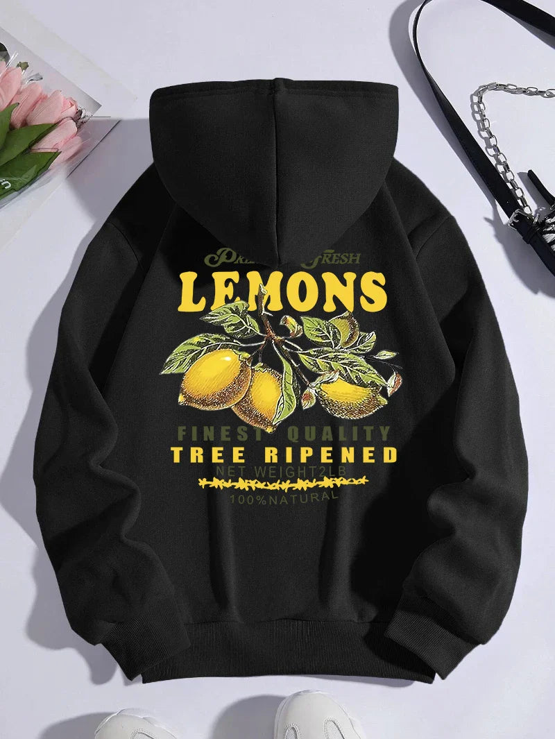 Unisex Lemon Print Hoodie