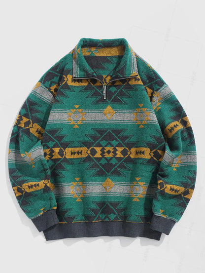 Unisex Oversized Vintage Knit Ethnic Pattern Sweater