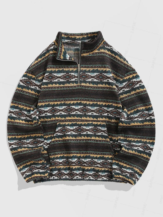 Unisex Oversized Vintage Knit Ethnic Pattern Sweater