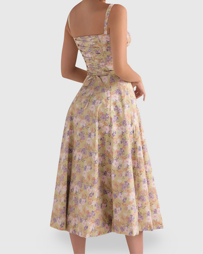 Women Elegant Waist Midi Dress