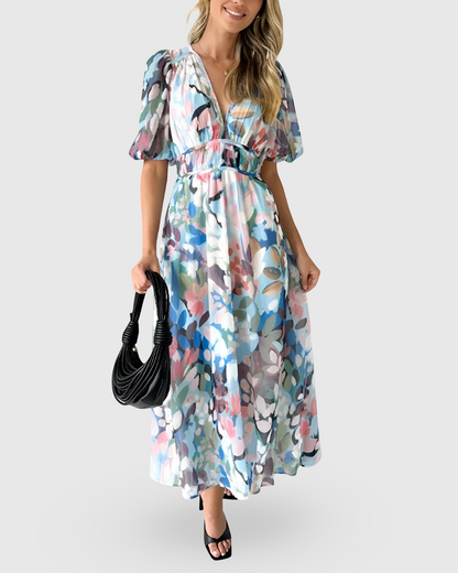 Women Floral V-Neck Maxi Dress