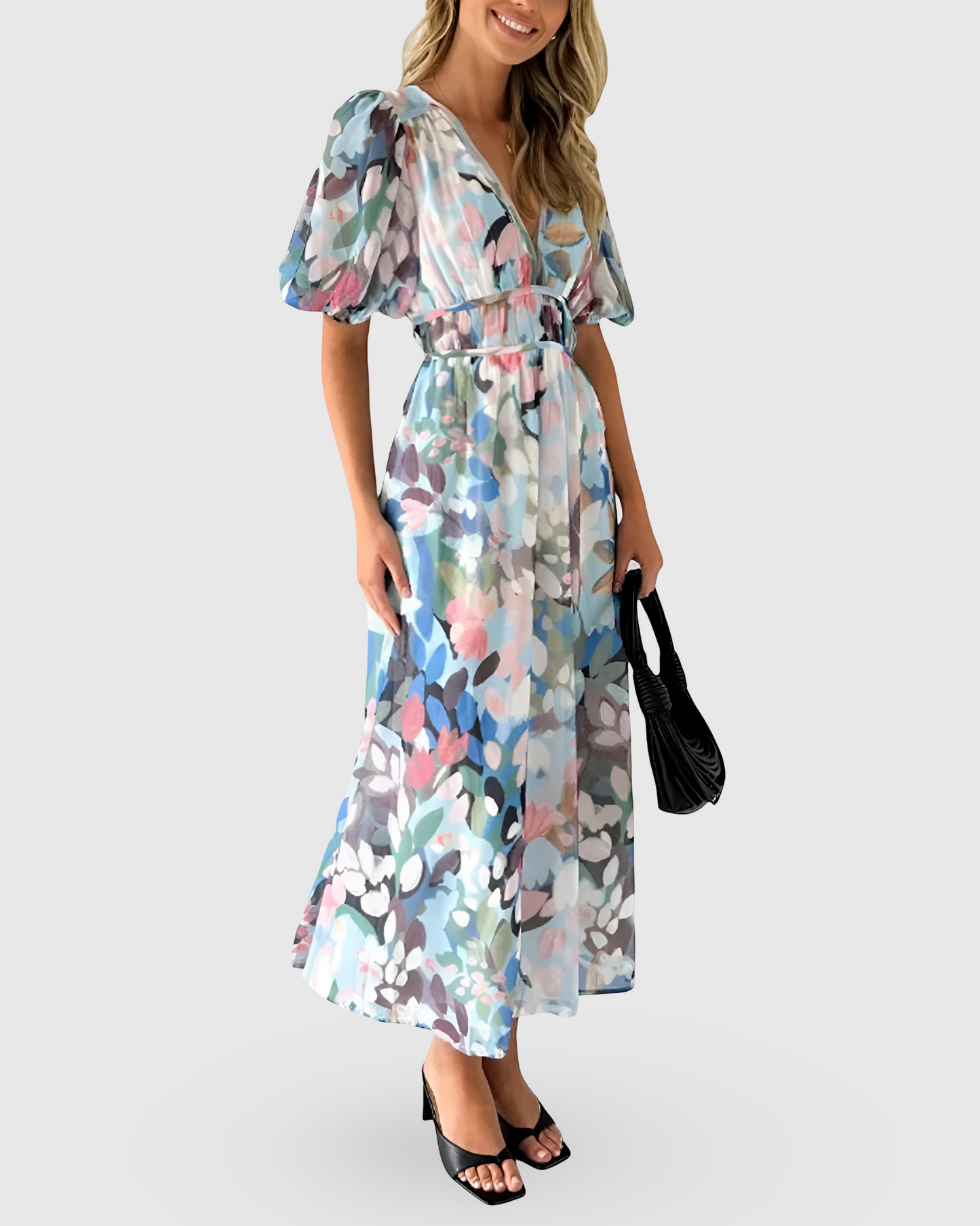Women Floral V-Neck Maxi Dress